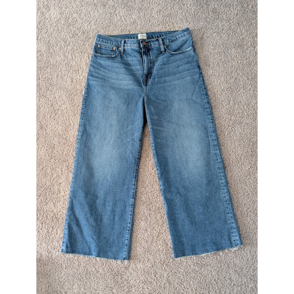 NWT J. Crew Jeans Womens 32x26 Factory Wide-Leg Crop All-Day Stretch